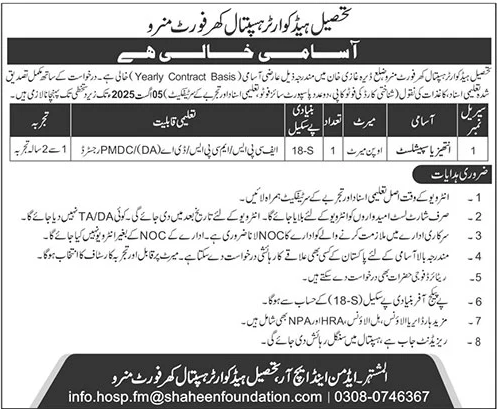 Jobs in Tehsil Headquarter Hospital Fort Manru
